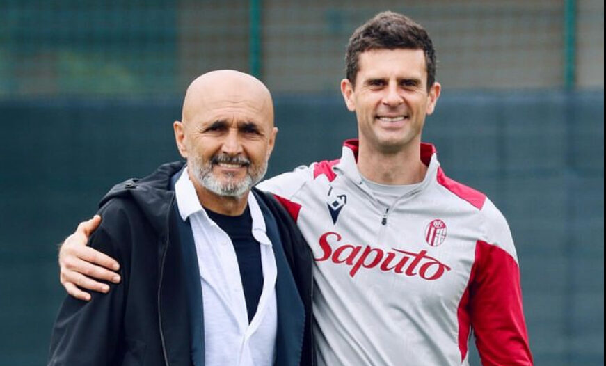 Luciano Spalletti con Thiago Motta a Casteldebole