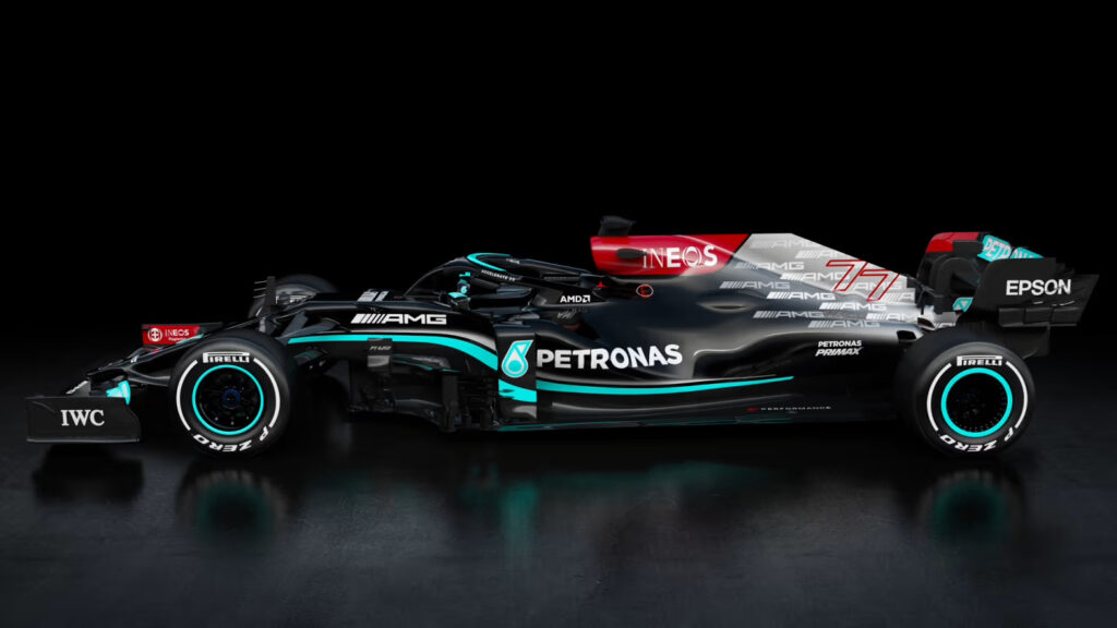 La Mercedes W12 con sponsor Petronas che ha vinto il Mondiale di F1 2021
