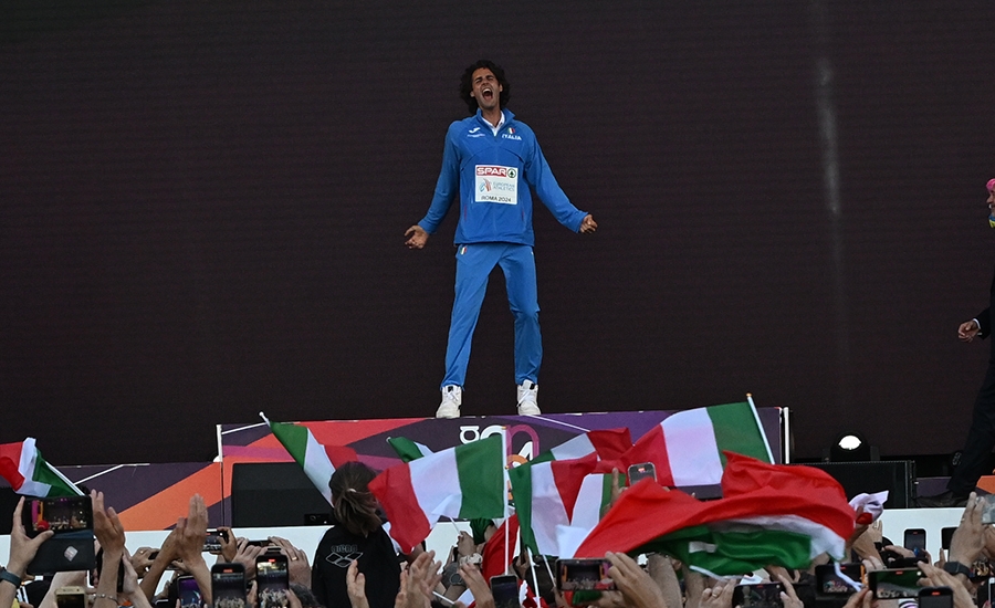 Gianmarco Tamberi sul podio