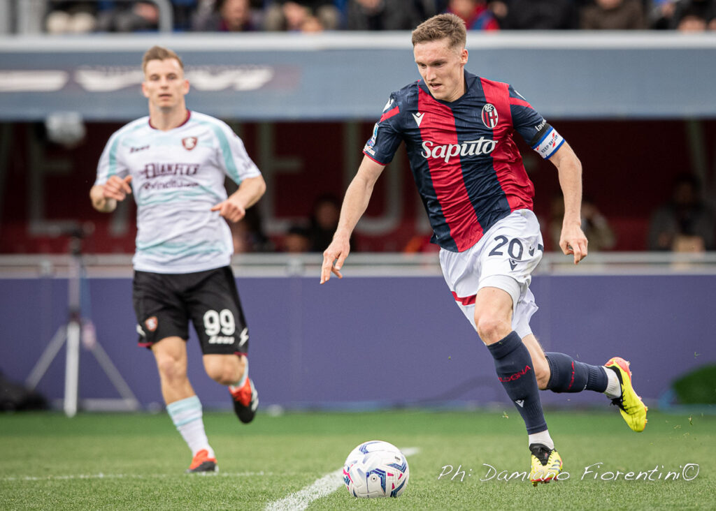 Michel Aebischer in azione in Bologna-Salernitana 23/24