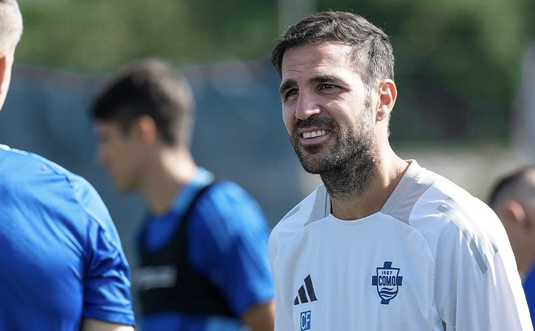 Cesc Fabregas in allenamento col Como