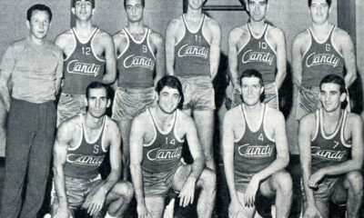 La Virtus 1966/67. In piedi: Sip, Raffaele, Rundo, Mills, Borghetti, Lombardi. Sotto: Pellanera, Cosmelli, A. Giomo, Zuccheri