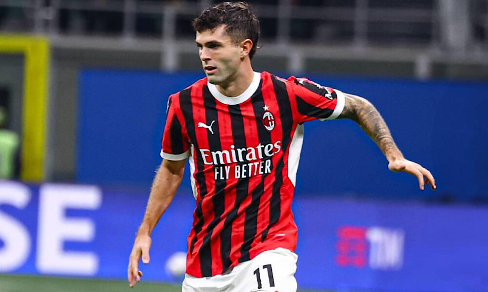 Christian Pulisic in azione con la maglia del Milan