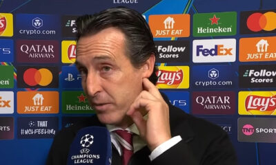 Unai Emery, tecnico dell’Aston Villa, post match Champions League