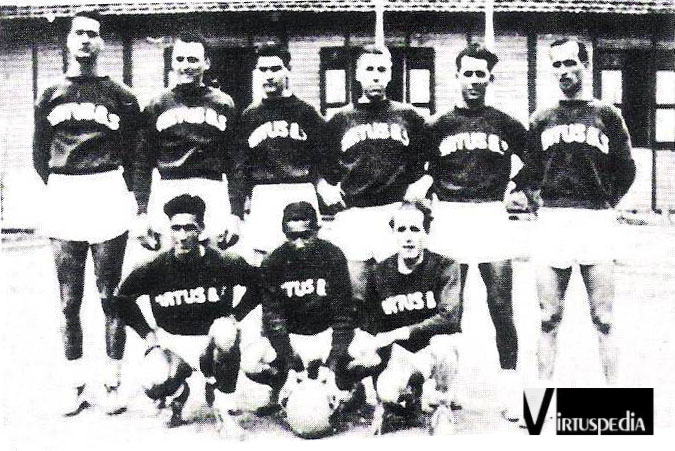 Filotecnica-Virtus. In piedi: Brisco, Marinelli, Camosci, Rossetti, Girotti, Valvola. Sotto: Vannini, Bersani, Calza