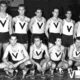 Pavia-Virtus. Virtus 1951/52. In piedi: Gambini, Dino Zucchi, Bersani, Ferriani, Vannini, Carlo Negroni. Sotto: Rapini, Bencivenni, Ranuzzi, Battilani