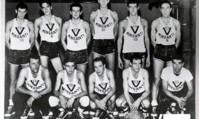 Muggesana-Virtus. Virtus 1955/56. In piedi: Canna, Borghi, Rizzi, Calebotta, Gambini, Alesini. Sotto: Battilani, Verasani, Randi, Carlo Negroni, Tracuzzi.