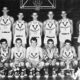 Virtus-Villeurbanne. Virtus 1957/58. In piedi: Calebotta, Andreo, Lovari, Alesini, Borghi, F. Johnson. Sotto: Grossi (massaggiatore), Pellanera, Carlo Negroni, Lucev, Tracuzzi, Canna, Gambini