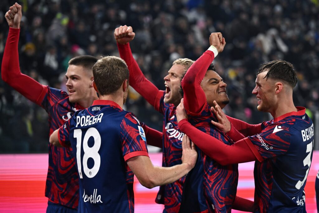 Juventus-Bologna: il gol di Dan Ndoye per lo 0-1 all'Allianz Stadium (©Bologna FC 1909)