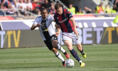 Michel Aebischer in azione durante Bologna-Udinese