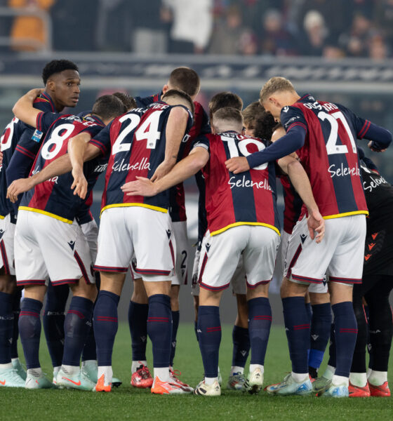 La squadra rossoblù in Bologna-Roma