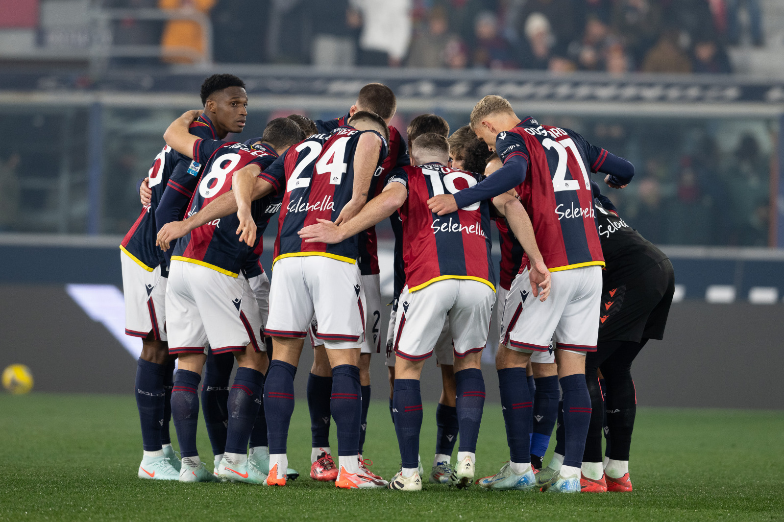 La squadra rossoblù in Bologna-Roma